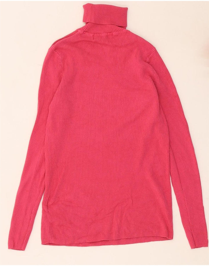 Marks & Spencer Womens Roll Neck Top Long Sleeve UK 10 Small  Pink Viscose