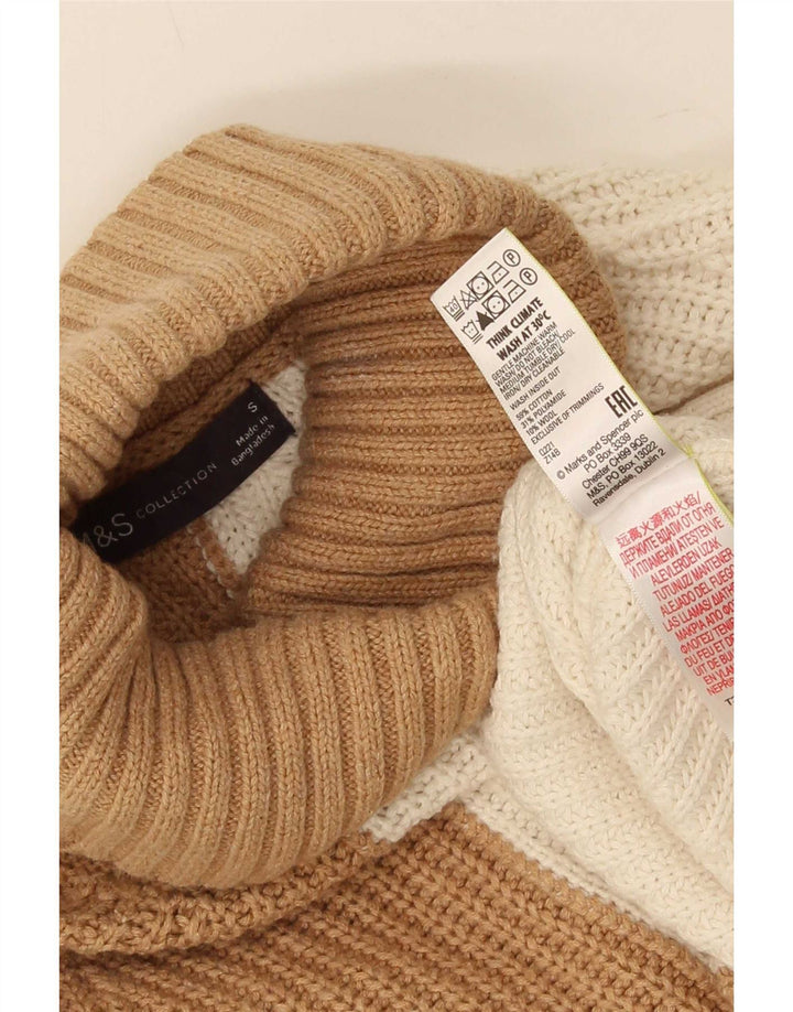 Marks & Spencer Womens Roll Neck Jumper Sweater UK 10 Small Beige