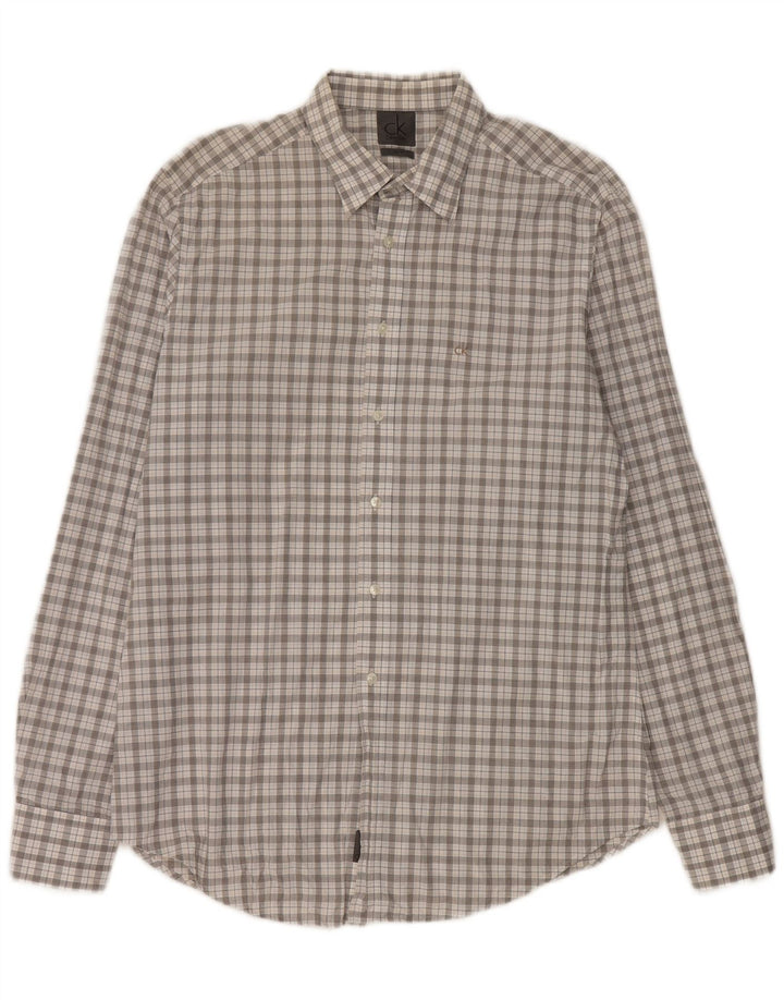 Calvin Klein Mens Slim Fit Shirt Large Grey Check