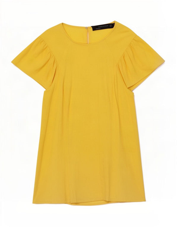 Zara Womens Blouse Top UK 10 Small Yellow