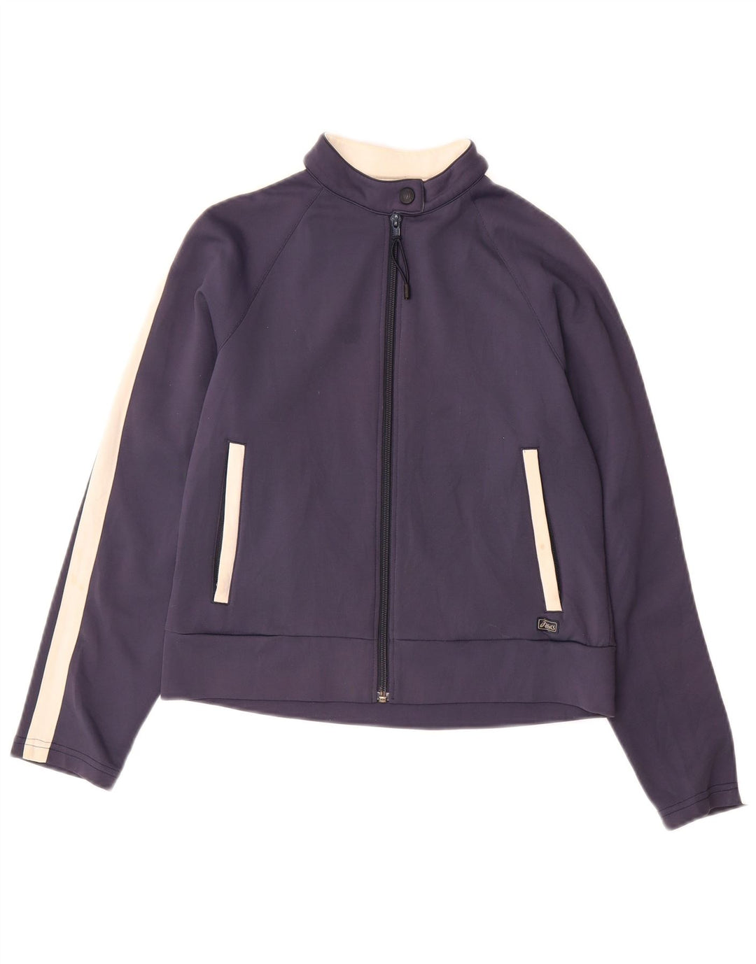 ASICS Womens Full Tracksuit UK 14 Medium  Navy Blue Colourblock Polyamide