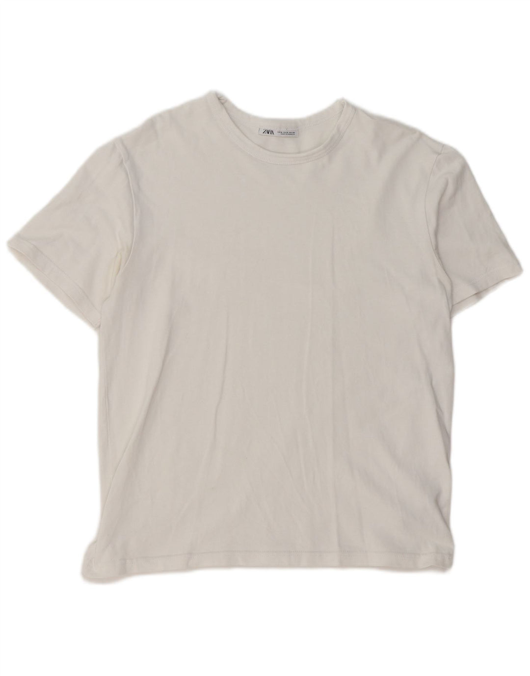 ZARA Mens T-Shirt Top Medium White Cotton