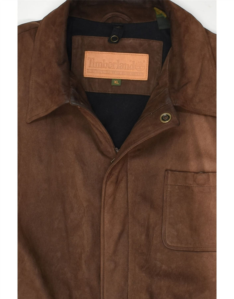 TIMBERLAND Mens Leather Coat UK 42 XL Brown Leather | Vintage Timberland | Thrift | Second-Hand Timberland | Used Clothing | Messina Hembry 