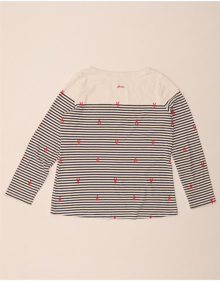 JOULES Womens Top Long Sleeve UK 14 Large White Striped