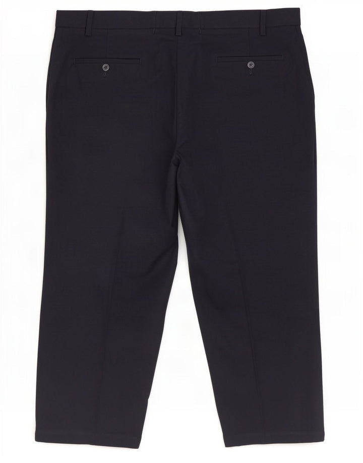 Marks & Spencer Mens Regular Cropped Trousers W44 L26 Navy Blue Polyester