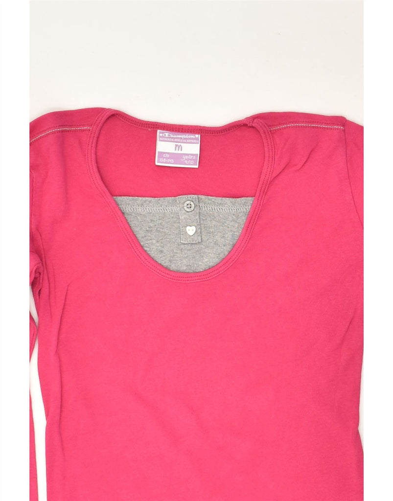 CHAMPION Girls Top Long Sleeve 9-10 Years medium  Pink Cotton | Vintage Champion | Thrift | Second-Hand Champion | Used Clothing | Messina Hembry 