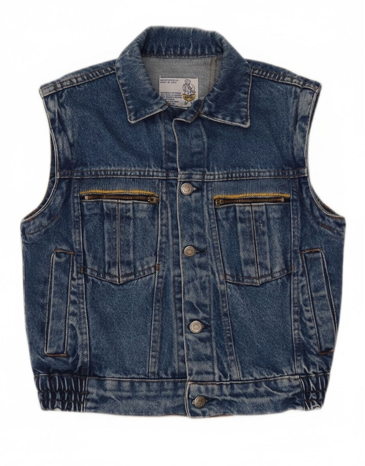 POP 84 Womens Crop Denim Gilet UK 2 2XS Blue