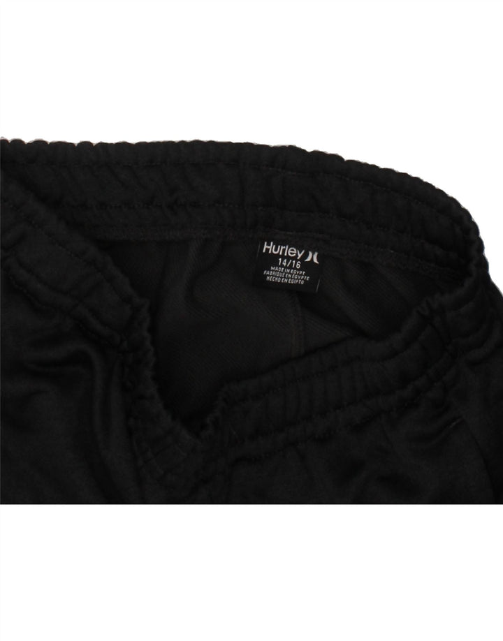 HURLEY Boys Tracksuit Trousers Joggers 12-13 Years Large Black Polyester Vintage Hurley and Second-Hand Hurley from Messina Hembry 