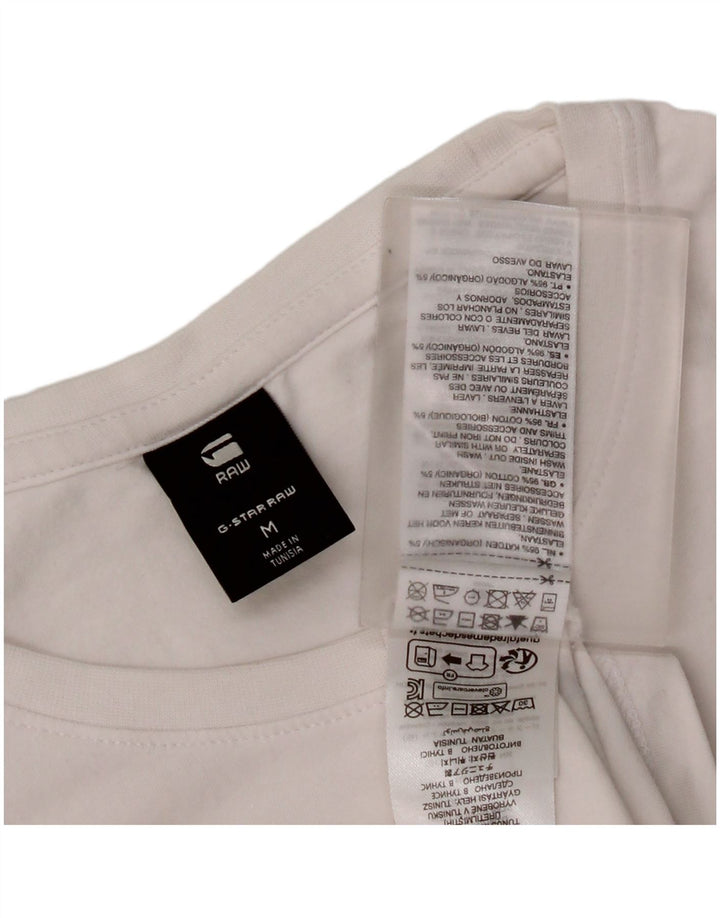 G-Star Mens T-Shirt Top Medium White Cotton