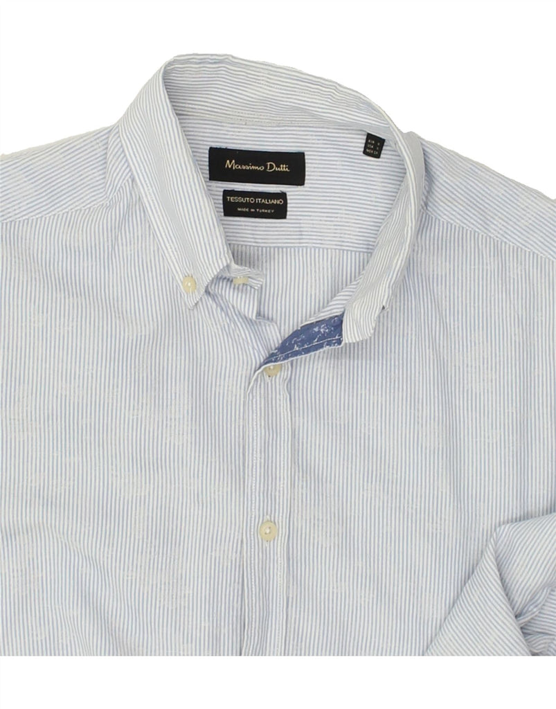 MASSIMO DUTTI Mens Tessuto Italiano Shirt Small Blue Pinstripe | Vintage Massimo Dutti | Thrift | Second-Hand Massimo Dutti | Used Clothing | Messina Hembry 