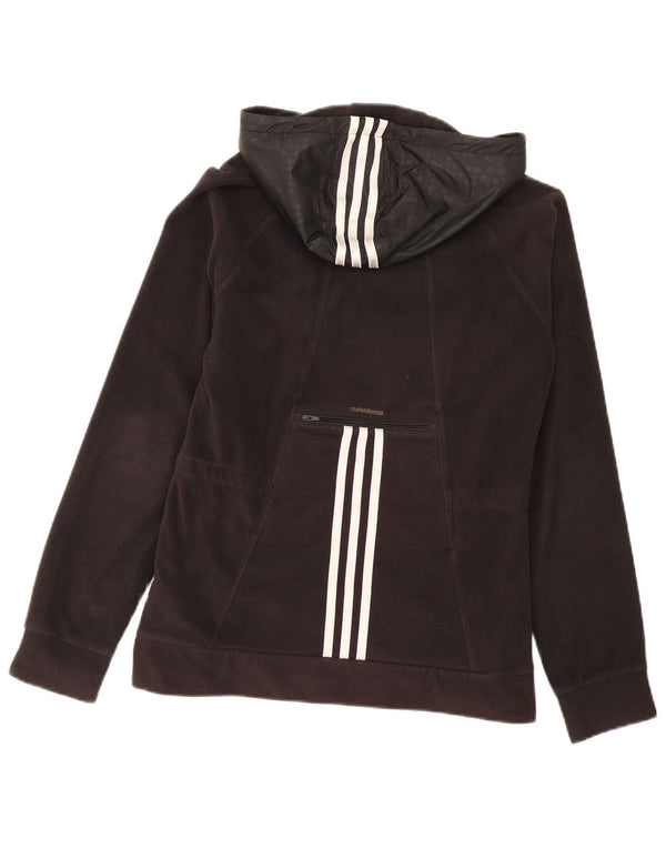 Adidas Womens Hooded Fleece Jacket UK 14 Medium Black Polyester