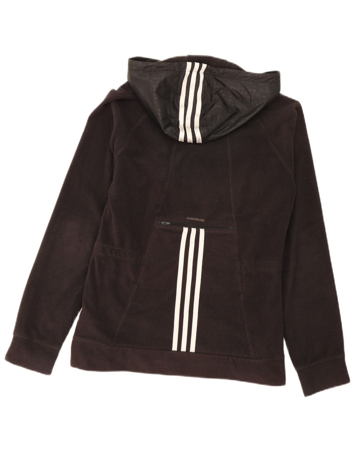 Adidas Womens Hooded Fleece Jacket UK 14 Medium Black Polyester