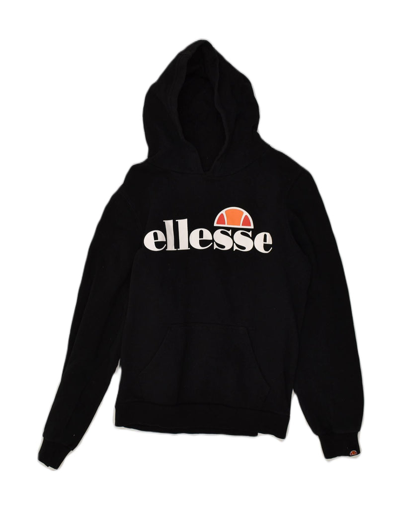 ELLESSE Boys Graphic Hoodie Jumper 12-13 Years Black Cotton | Vintage Ellesse | Thrift | Second-Hand Ellesse | Used Clothing | Messina Hembry 