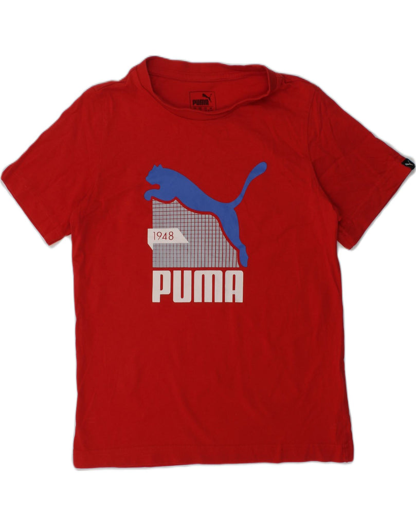 PUMA Boys Graphic T-Shirt Top 9-10 Years Red Cotton | Vintage Puma | Thrift | Second-Hand Puma | Used Clothing | Messina Hembry 