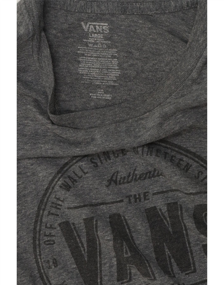 Vans Mens Graphic T-Shirt Top Large Grey Cotton
