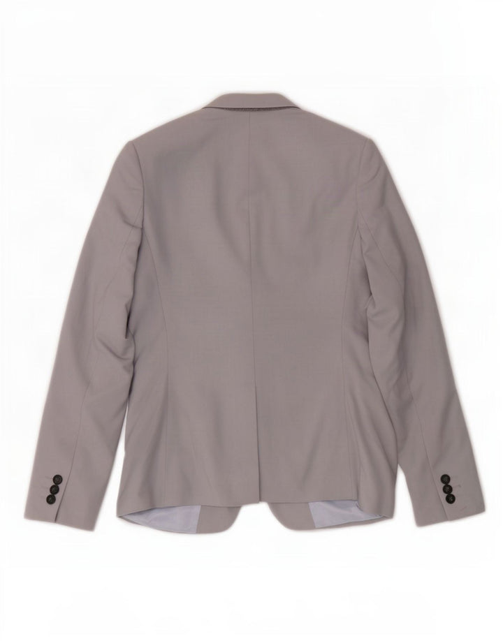 Topshop Womens 1 Button Blazer Jacket UK 8 Small Grey Polyester