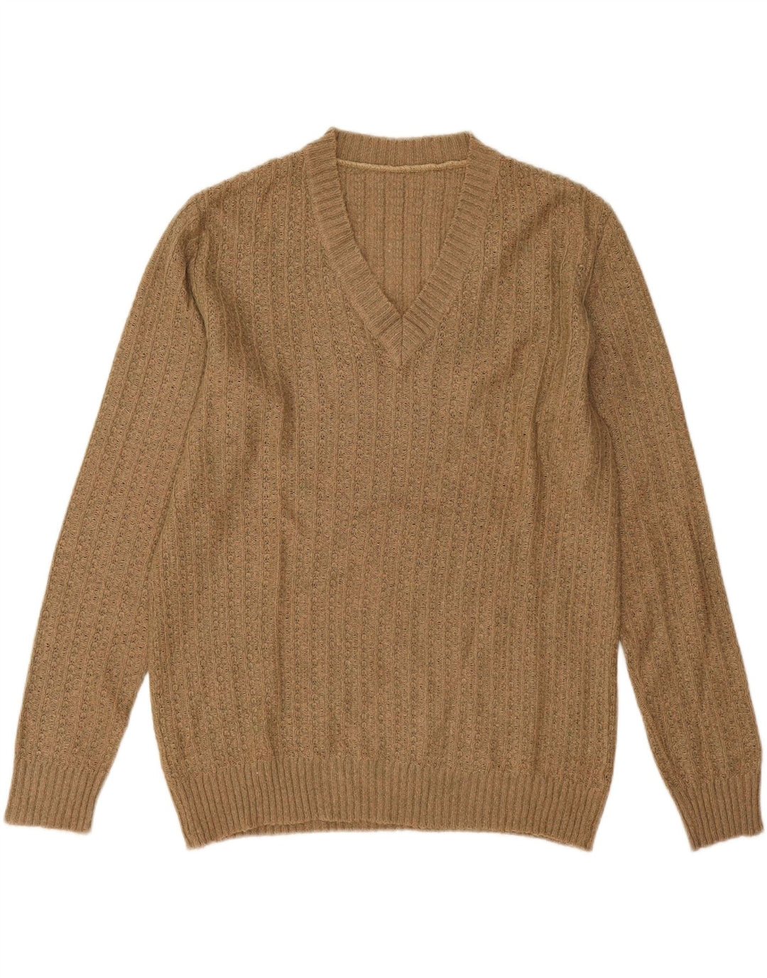 Vintage Mens V-Neck Jumper Sweater XL Beige