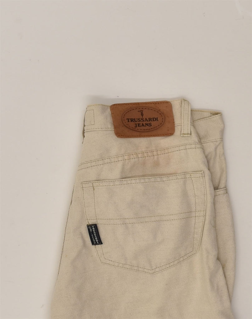 TRUSSARDI Womens Straight Casual Trousers W32 L27 Beige Cotton | Vintage Trussardi | Thrift | Second-Hand Trussardi | Used Clothing | Messina Hembry 