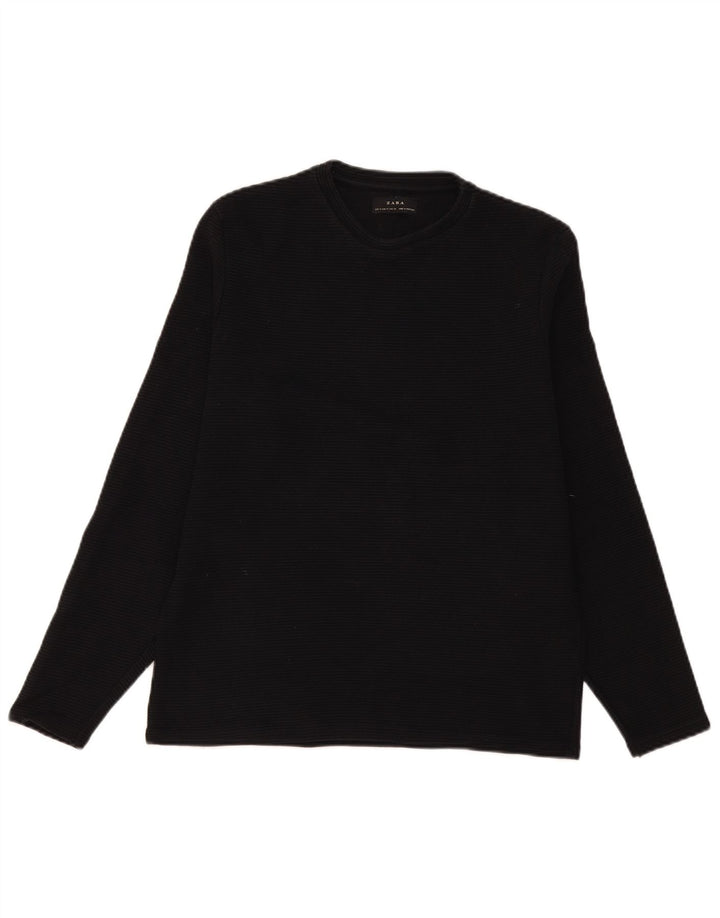 Zara Mens Top Long Sleeve Medium Black Striped