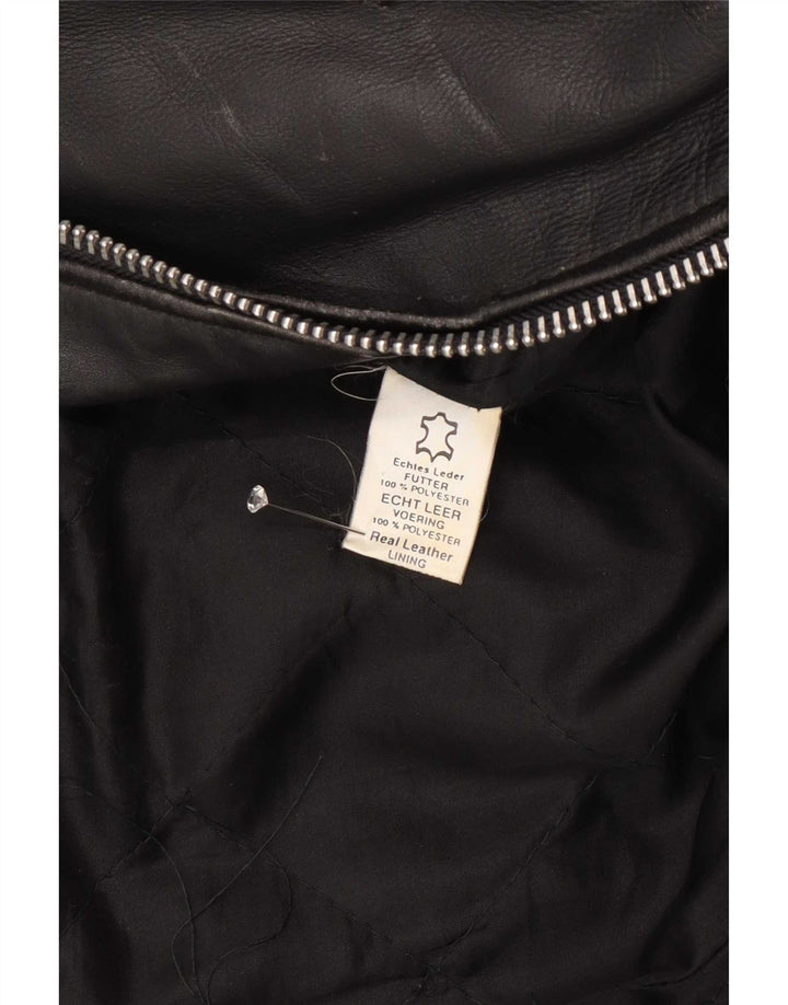 Vintage Mens Biker Jacket UK 38 Medium Black Leather