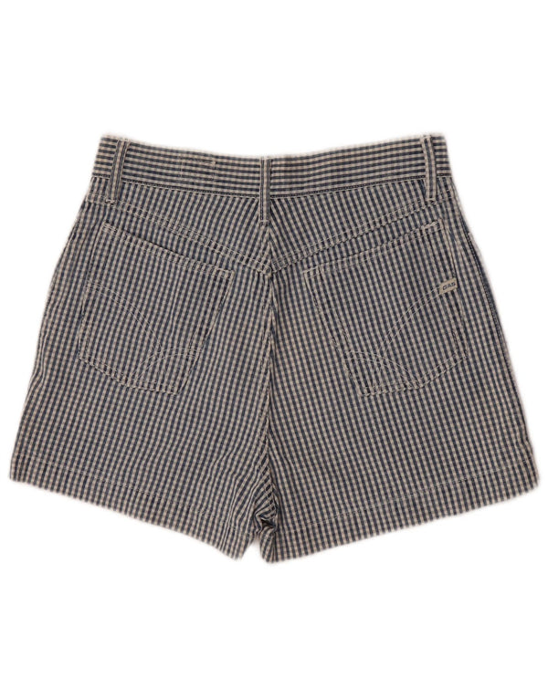 Gas Womens Casual Shorts W28 Medium Blue Gingham Cotton