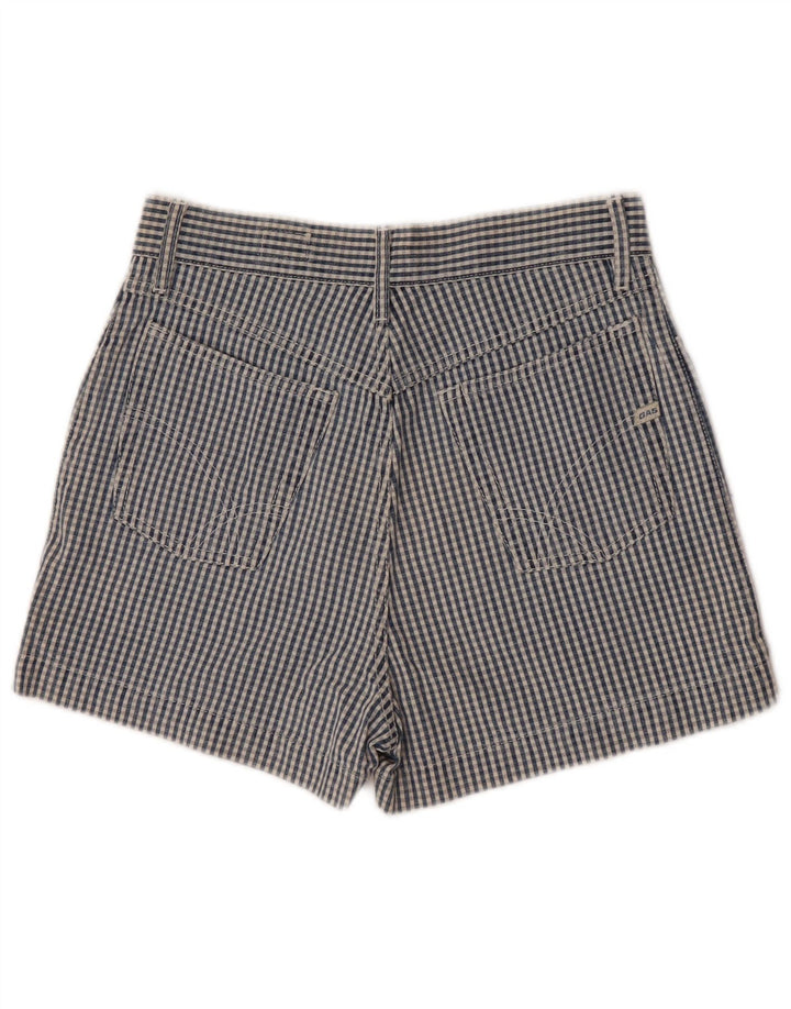 Gas Womens Casual Shorts W28 Medium Blue Gingham Cotton