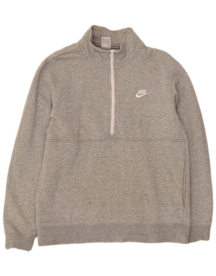 Nike Mens Zip Neck Hoodie Jumper Medium Grey Cotton
