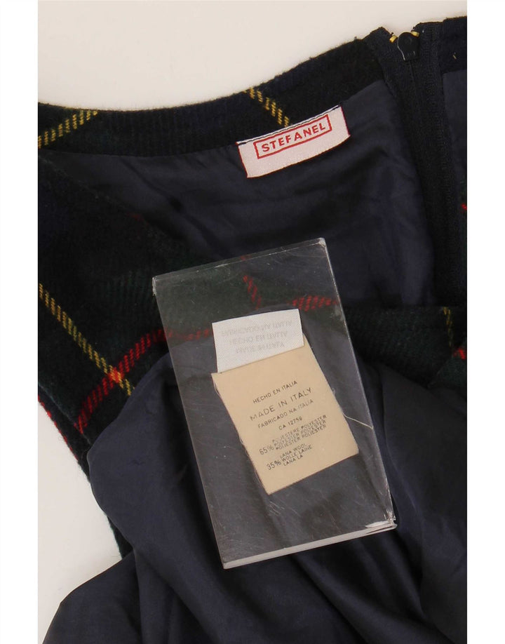 Stefanel Womens Sleeveless A-Line Dress UK 12 Medium Navy Blue Check
