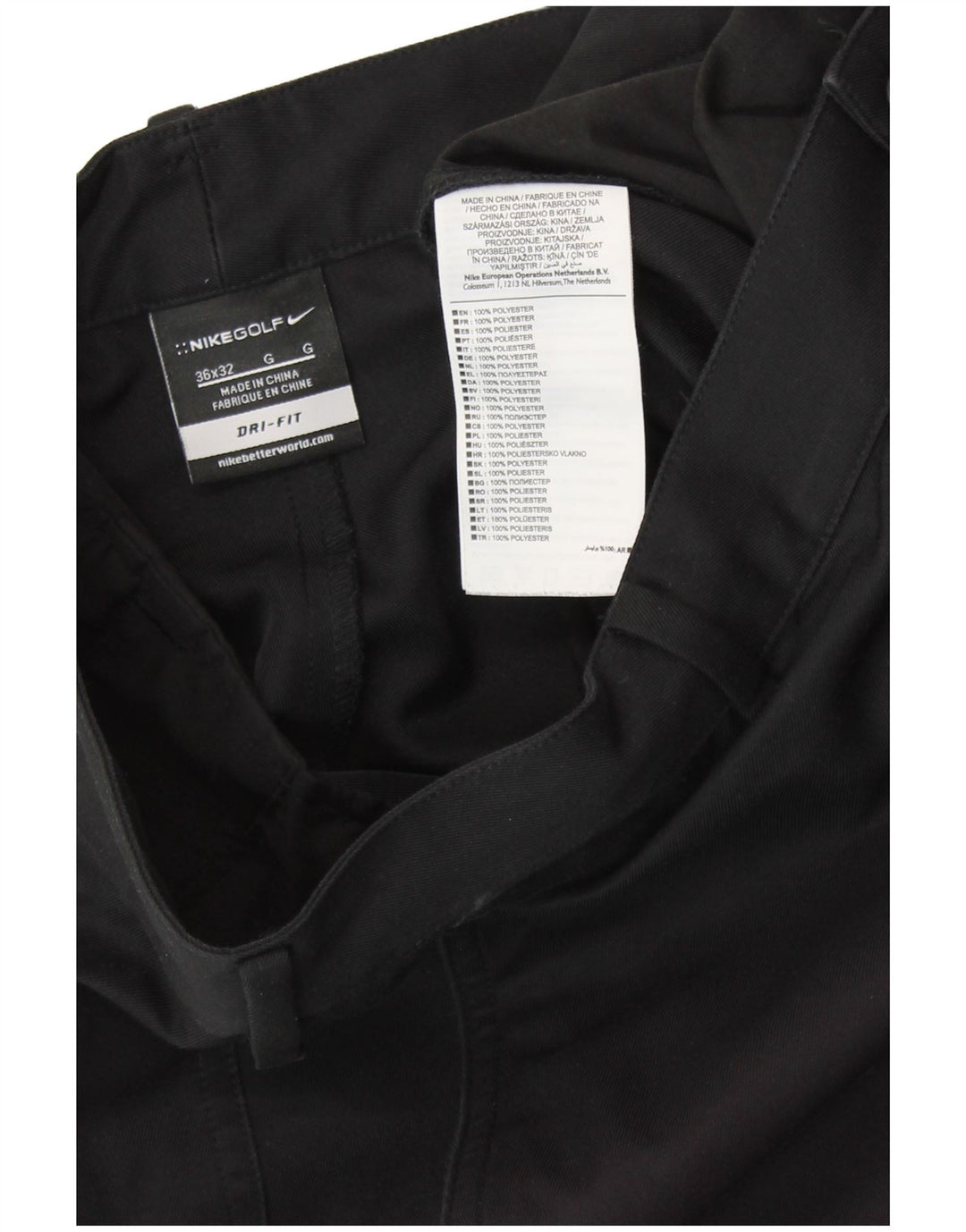 NIKE Mens Dri Fit Straight Chino Trousers W36 L32 Black Polyester