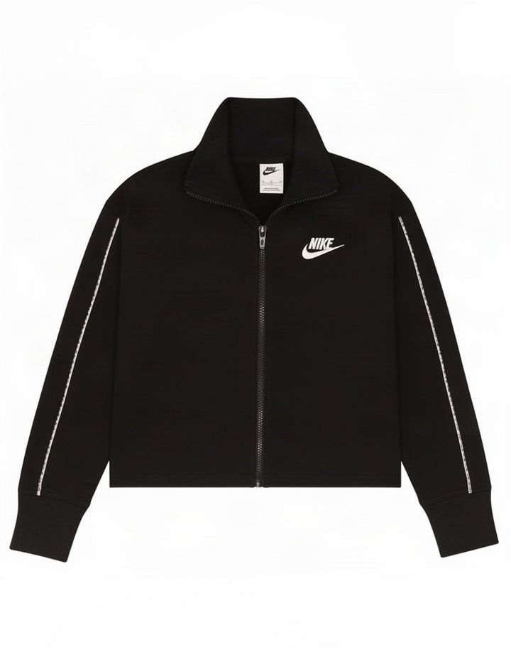 Nike Girls Crop Tracksuit Top Jacket 13-14 Years XL Black Polyester