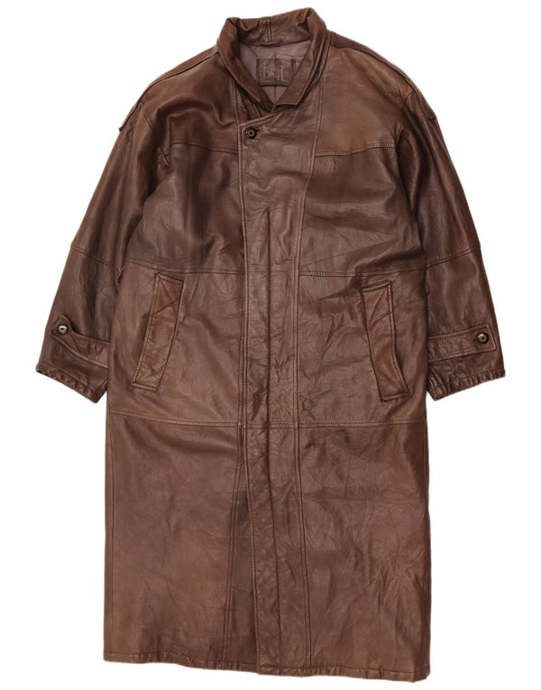 Vintage Mens Leather Coat UK 38 Medium Brown Leather