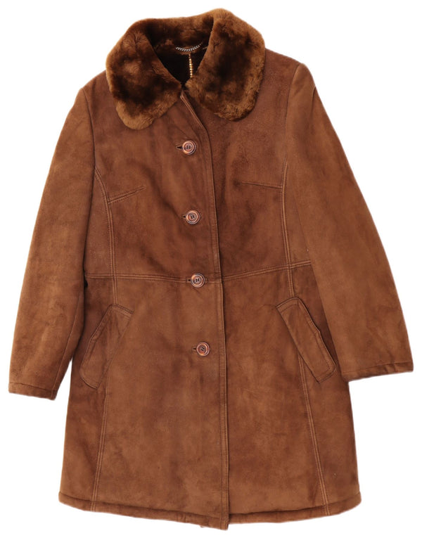 Striwa Womens Shearling Coat IT 42 Medium Brown