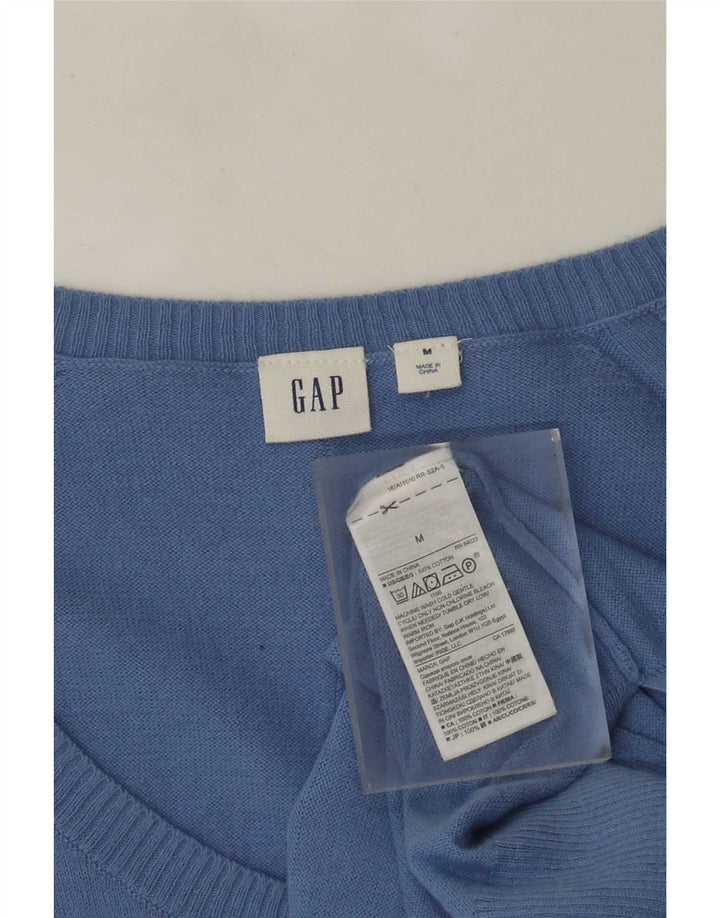 Gap Womens V-Neck Jumper Sweater UK 14 Medium Blue Cotton