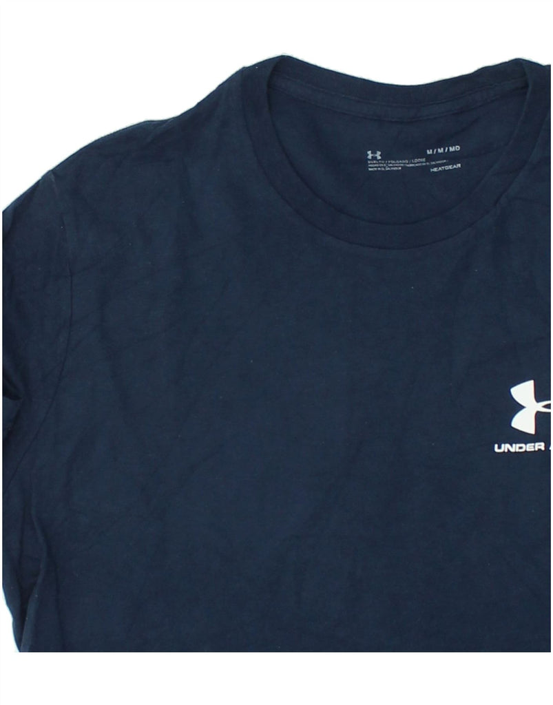 UNDER ARMOUR Mens Graphic T-Shirt Top Medium Navy Blue Cotton | Vintage Under Armour | Thrift | Second-Hand Under Armour | Used Clothing | Messina Hembry 