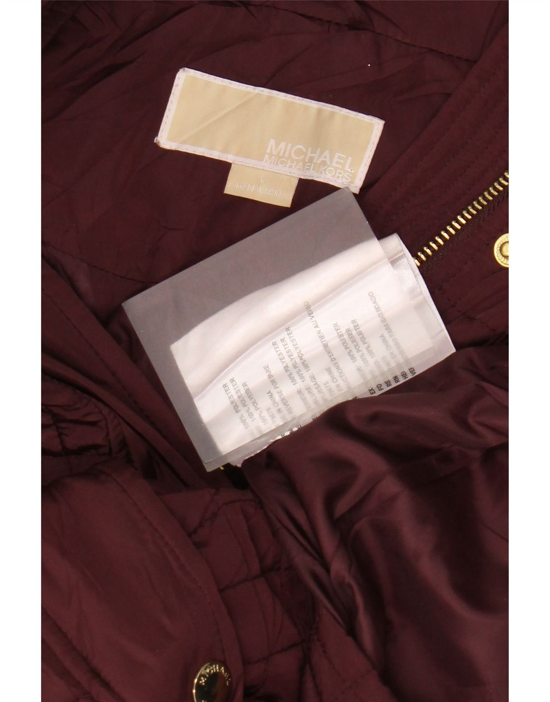 Michael Kors Womens Quilted Jacket UK 16 Large Burgundy Polyester