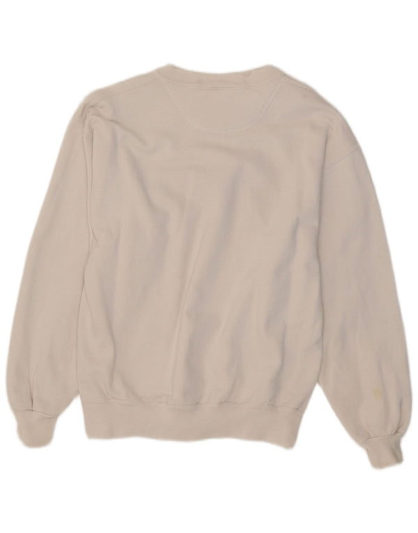 Vintage Womens Oversized Sweatshirt Jumper UK 10 Small White Floral Cotton