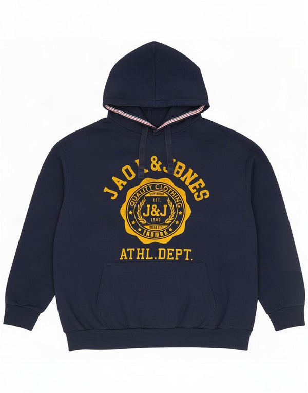 Jack & Jones Mens Graphic Hoodie Jumper 3XL Navy Blue Cotton