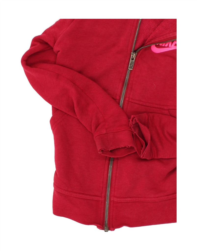 NIKE Girls Zip Hoodie Sweater 8-9 Years Red Cotton | Vintage Nike | Thrift | Second-Hand Nike | Used Clothing | Messina Hembry 