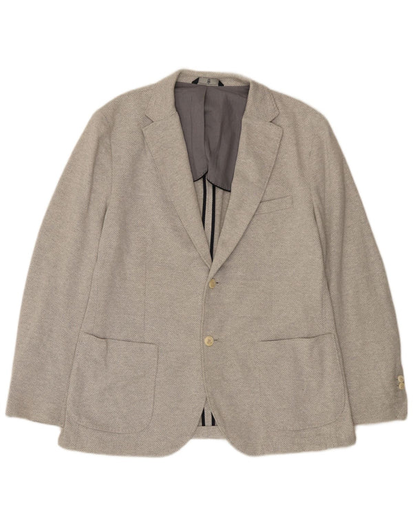 Massimo Dutti Mens 2 Button Blazer Jacket EU 56 XL Grey Argyle/Diamond