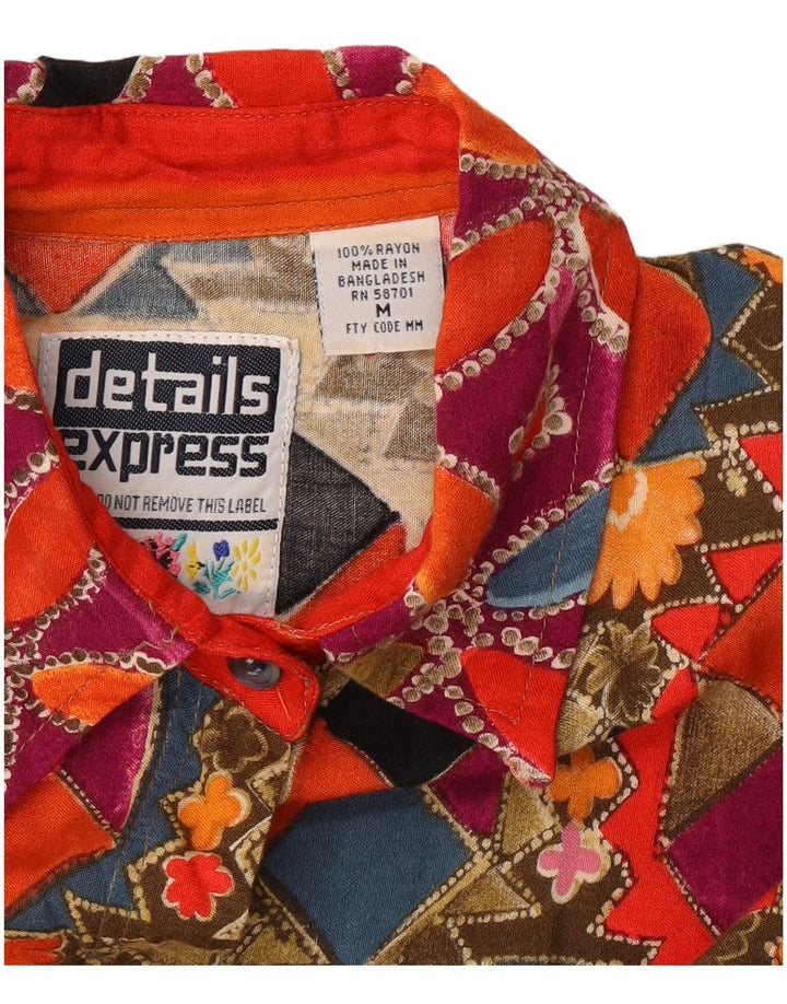 Vintage Womens Short Sleeve Shirt UK 14 Medium Multicoloured Geometric