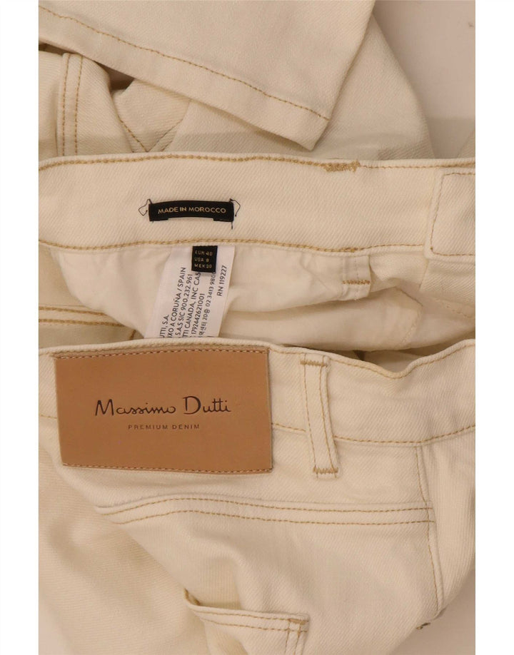 Massimo Dutti Womens Straight Jeans EU 40 Medium W30 L29 Off White Cotton