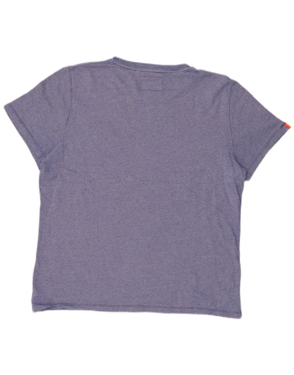 SUPERDRY Mens T-Shirt Top 2XL Blue Pinstripe Cotton