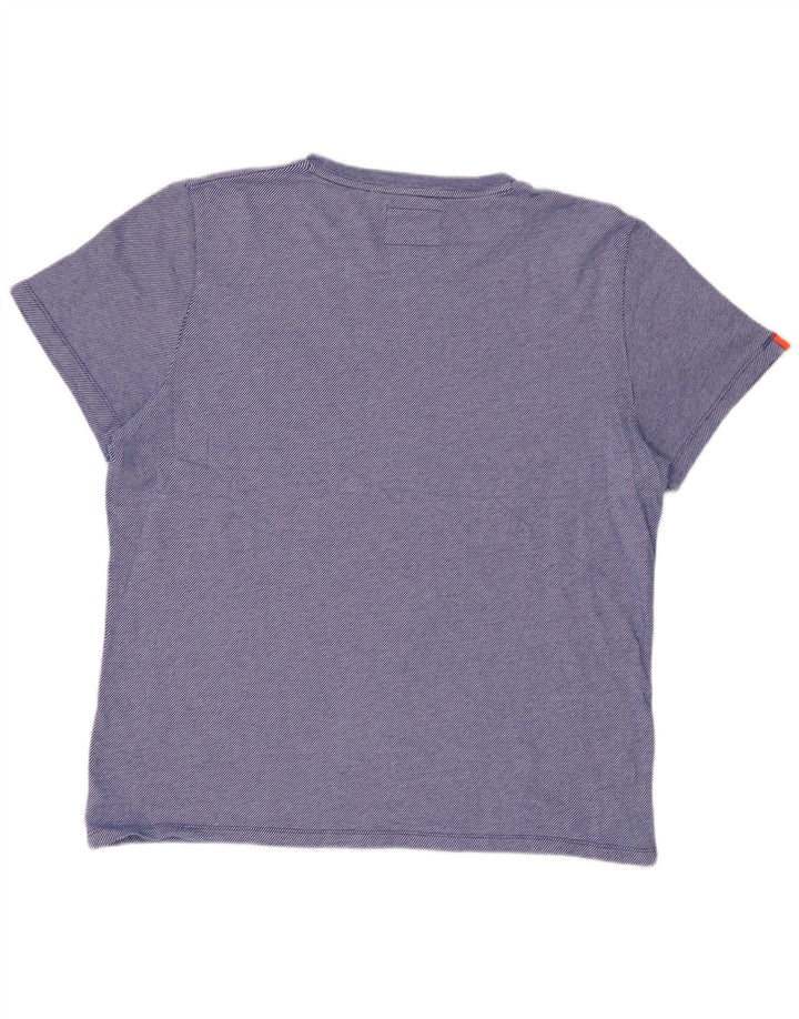 SUPERDRY Mens T-Shirt Top 2XL Blue Pinstripe Cotton