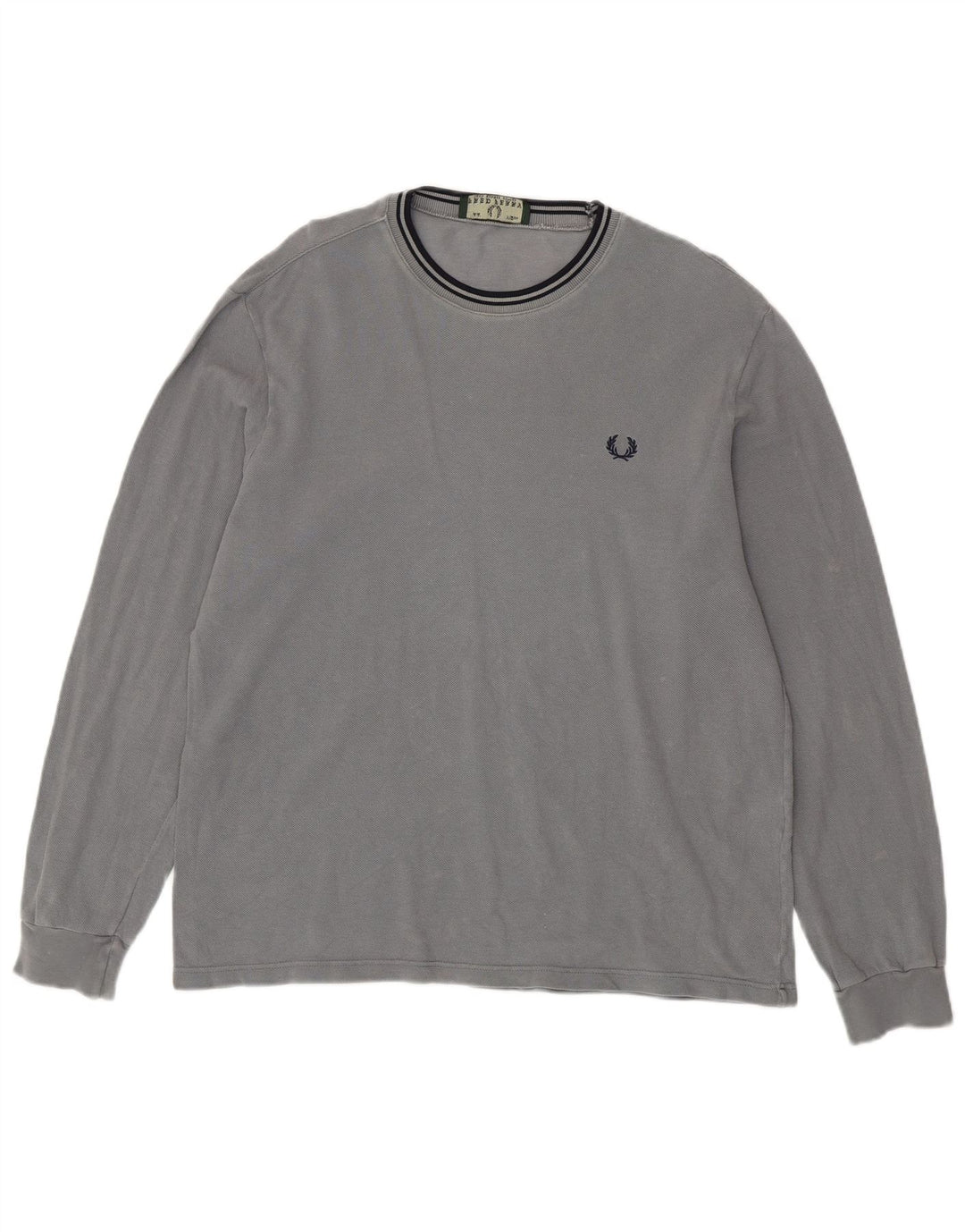 FRED PERRY Mens Top Long Sleeve Medium Grey Cotton
