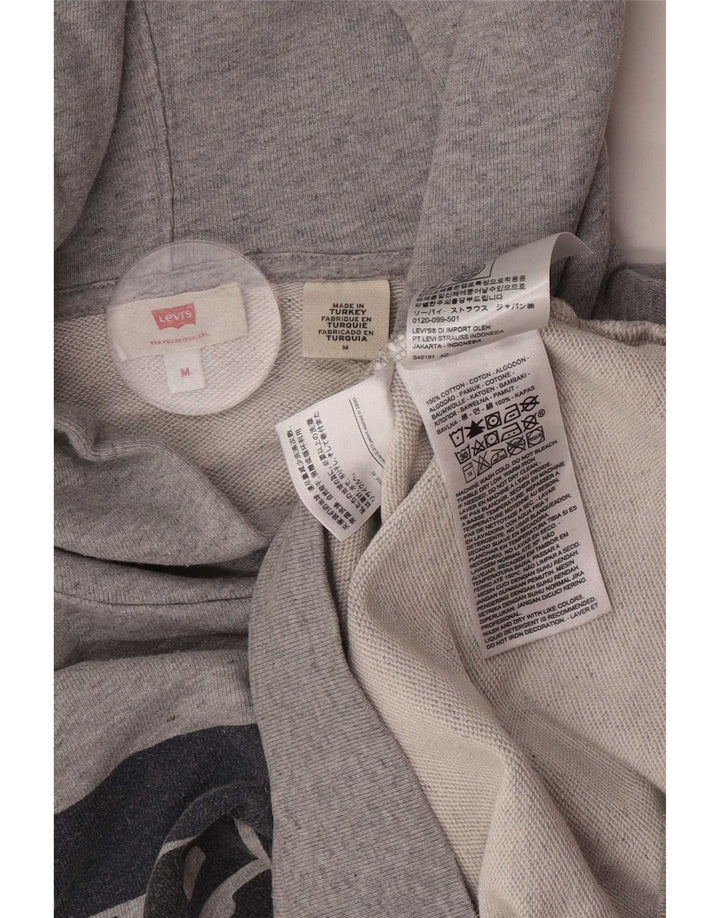 Levi's Mens Graphic Hoodie Jumper Medium Grey Cotton