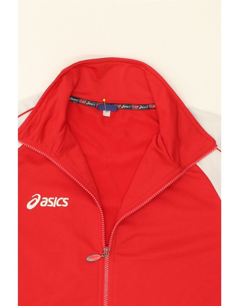 ASICS Mens Tracksuit Top Jacket Medium Red Colourblock Polyester | Vintage Asics | Thrift | Second-Hand Asics | Used Clothing | Messina Hembry 