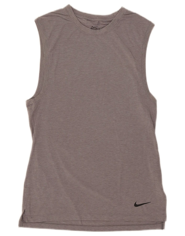 Nike Womens Dri Fit Vest Top UK 10 Small Grey Polyester