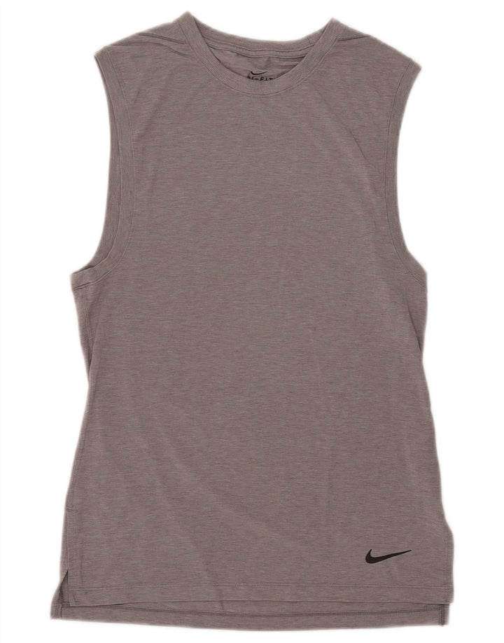 Nike Womens Dri Fit Vest Top UK 10 Small Grey Polyester