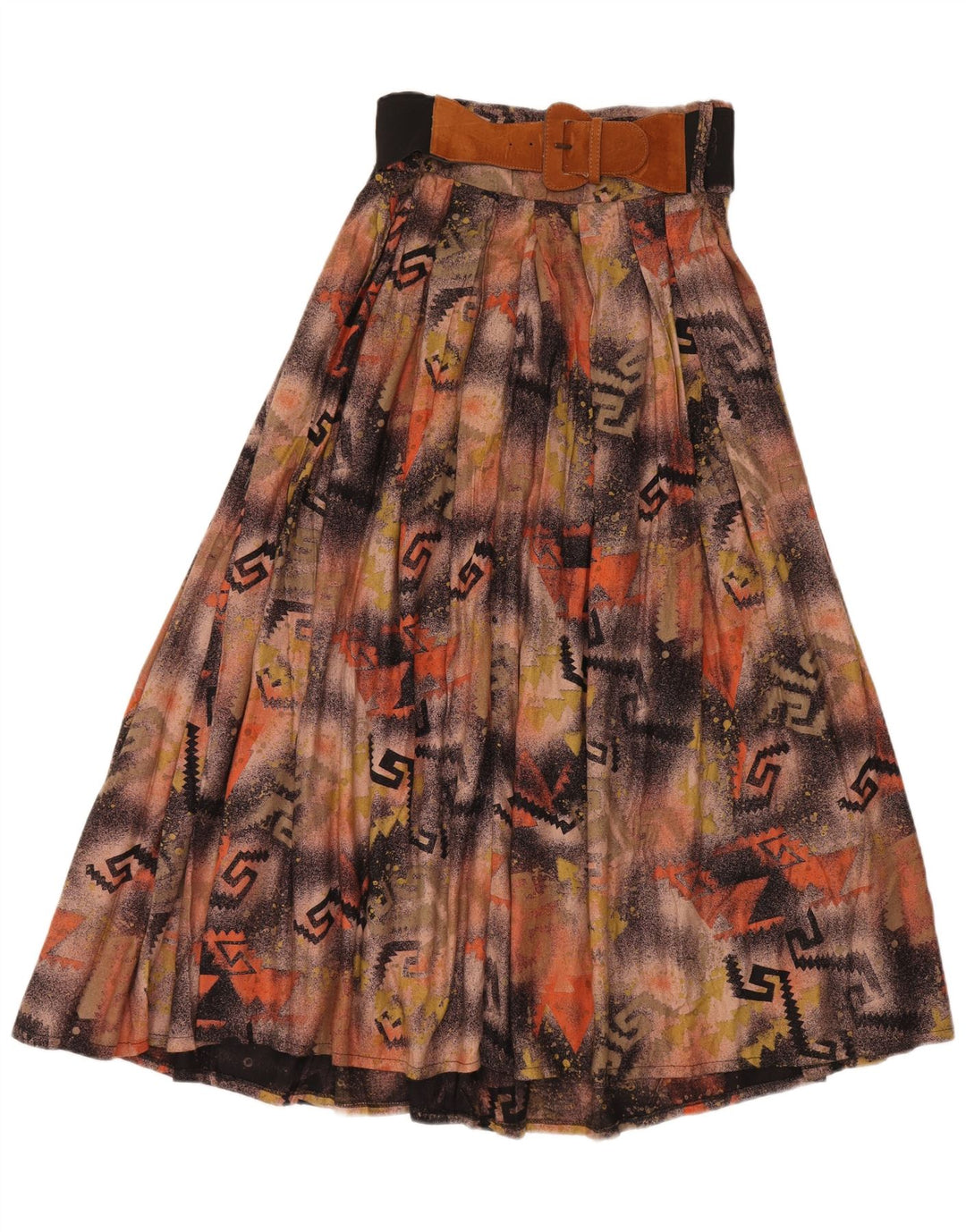 Vintage Womens Maxi High Waist Flared Skirt W28 Medium Brown Patchwork