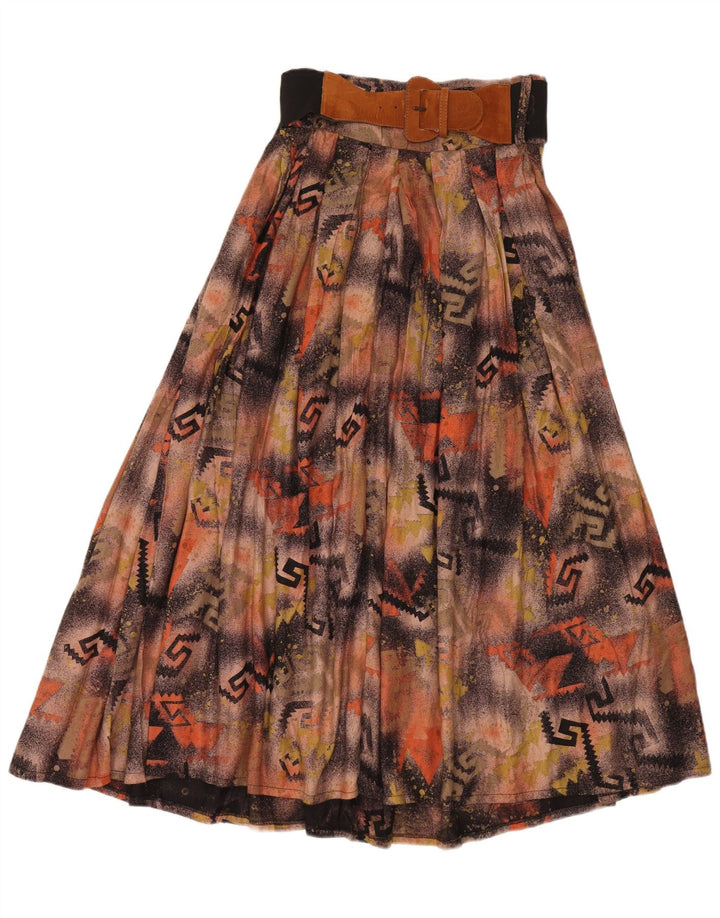 Vintage Womens Maxi High Waist Flared Skirt W28 Medium Brown Patchwork
